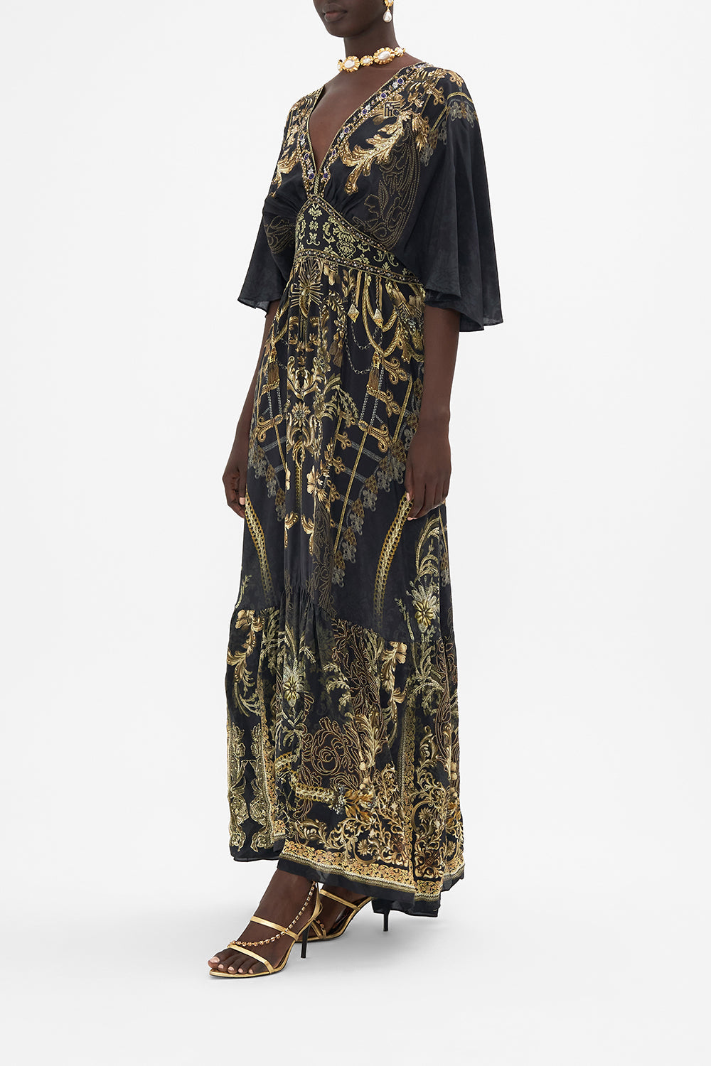 WAISTED DRESS WITH HEM RUFFLE THE NIGHT IS NOIR