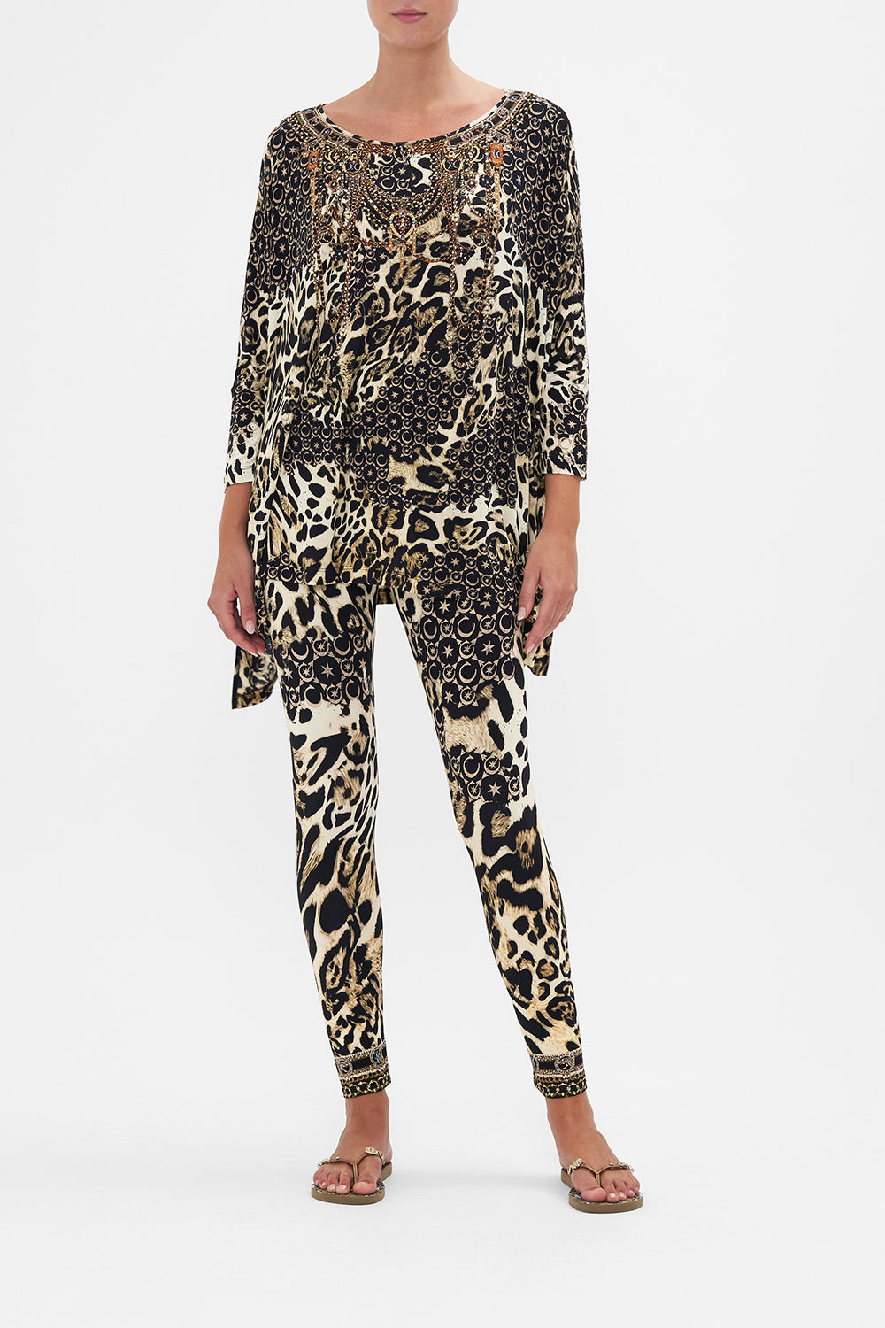 Scoop Neck Slouch Tee Wildcat Soiree print by CAMILLA