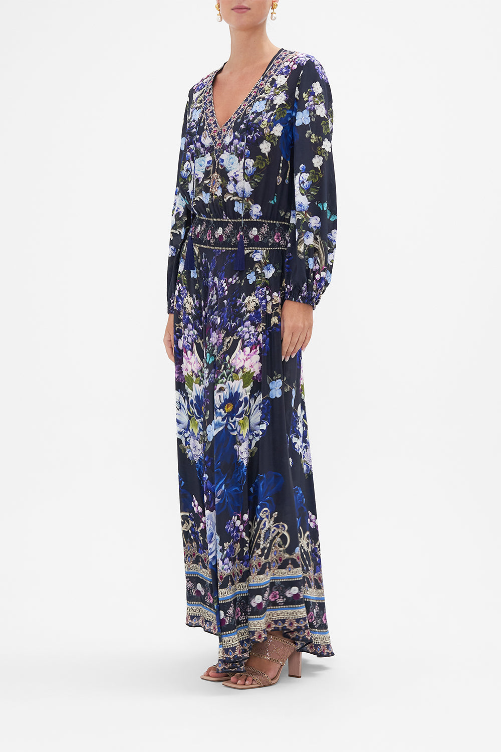 SHIRRED RELAXED FIT DRESS OBSIDIAN BLOOM