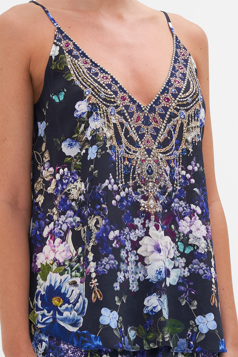 V NECK CAMI OBSIDIAN BLOOM