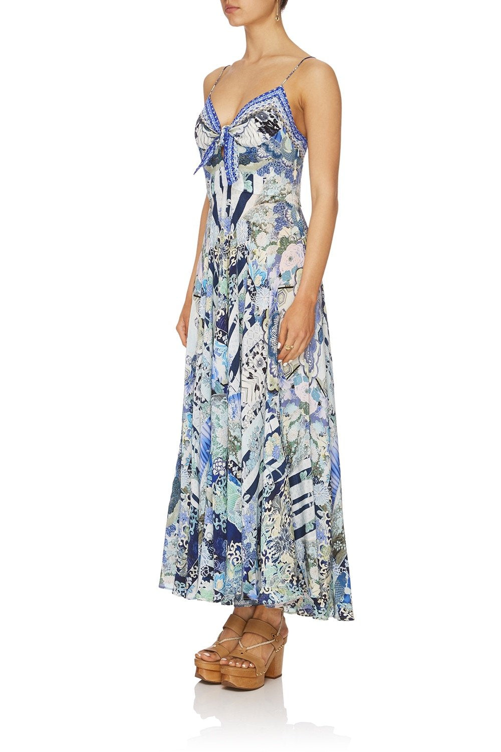 LONG DRESS WITH TIE FRONT CLOUD DANCER