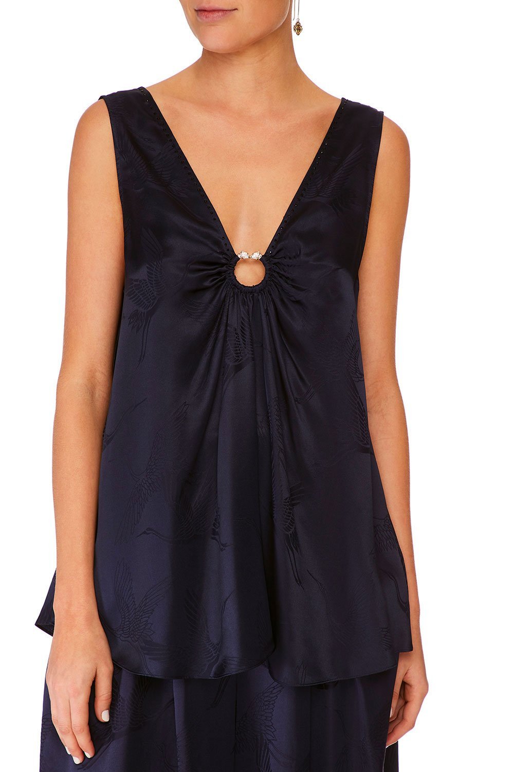 WIDE STRAP U-RING TOP SOLID NAVY