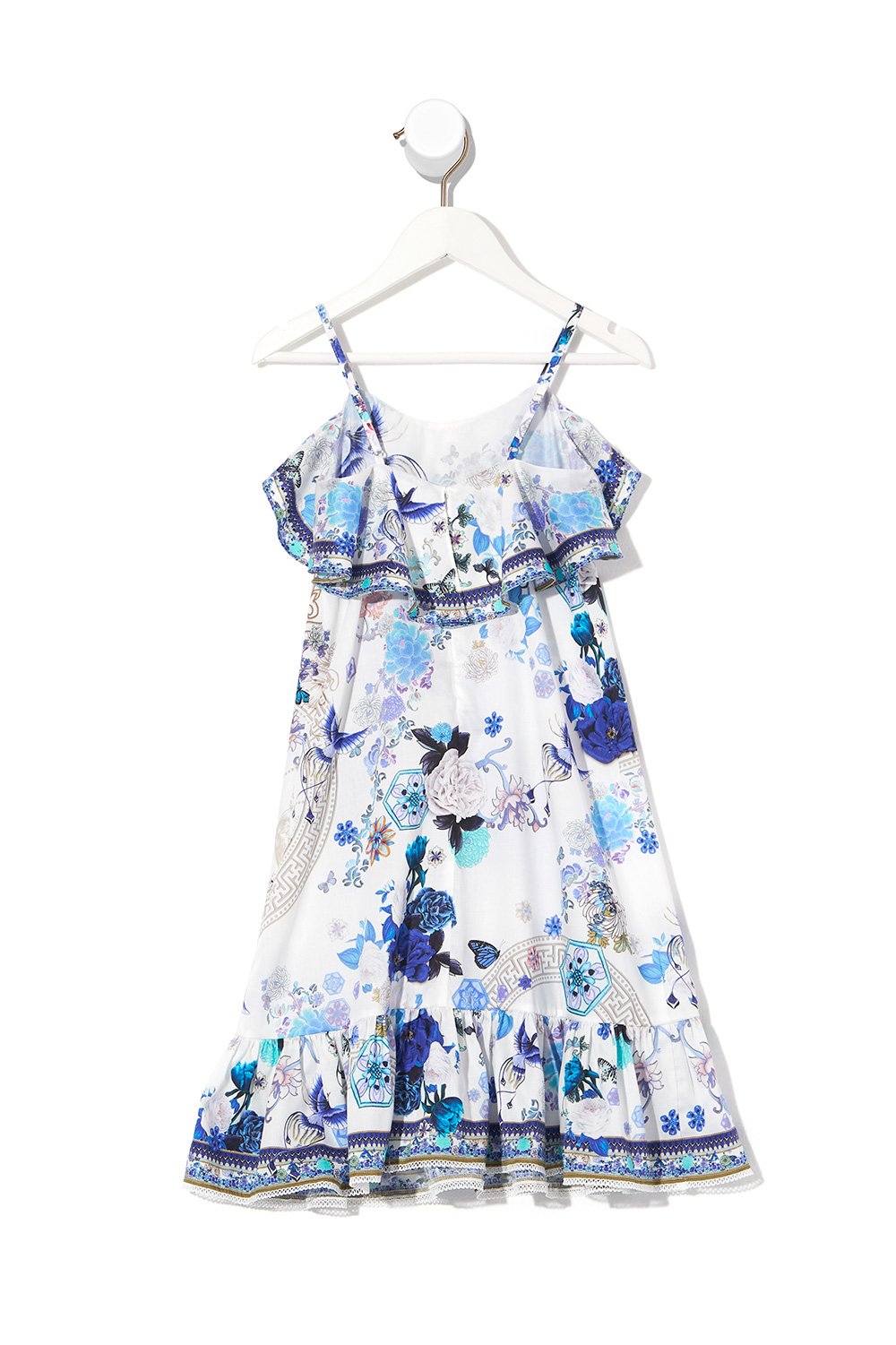 KIDS FRILL HEM DRESS WHITE SIDE OF THE MOON