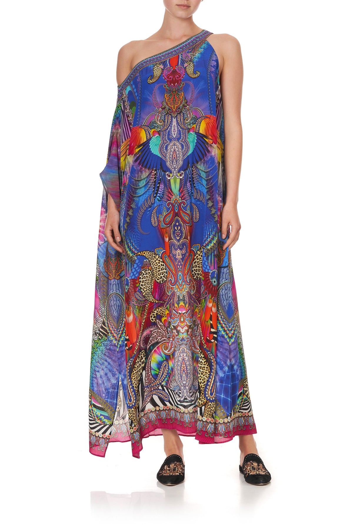 ONE SHOULDER KAFTAN WITH NECKBAND PSYCHEDELICA