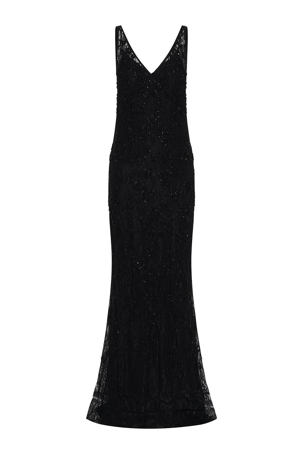 SHEER LACE GOWN BLACK