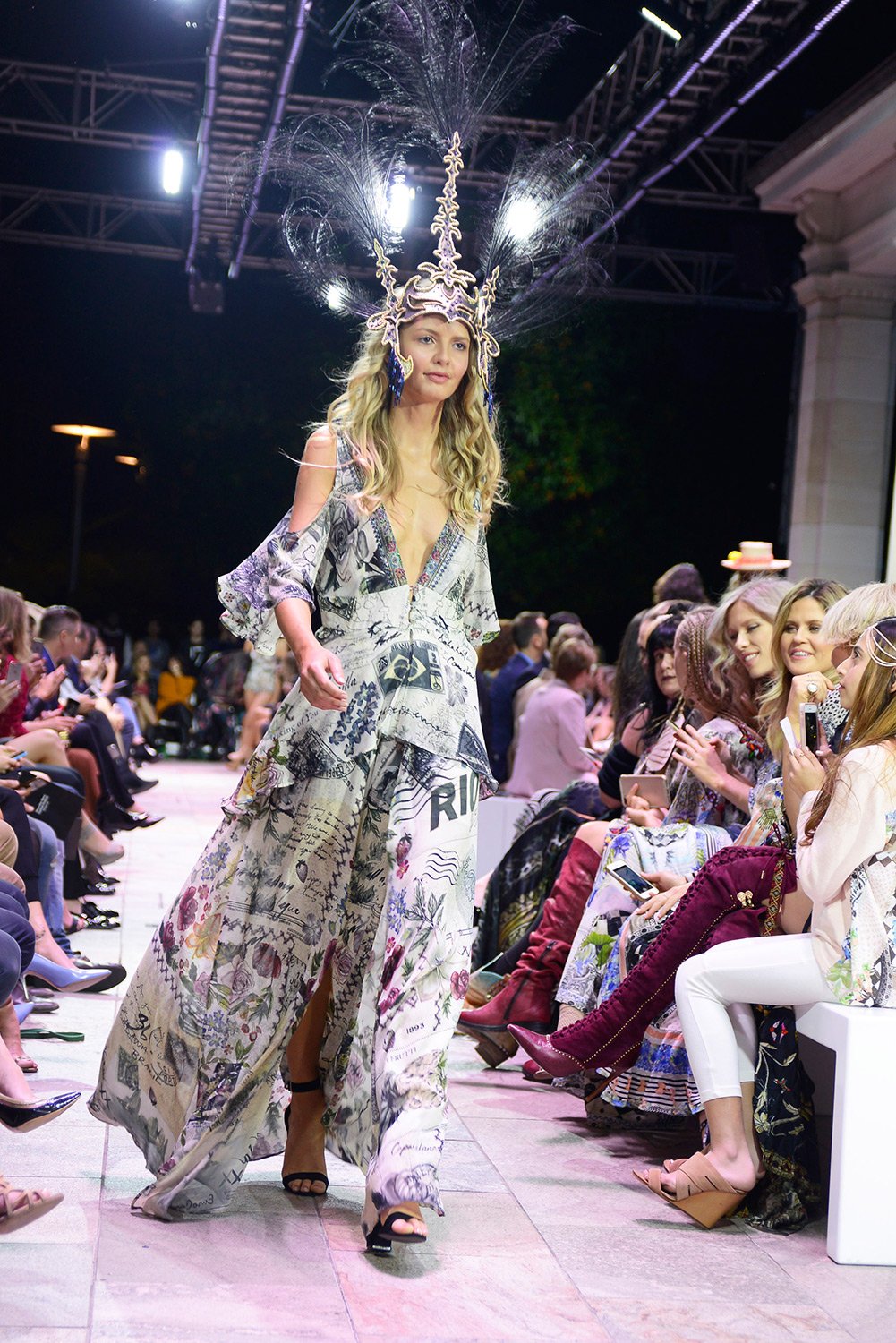 MEMORY LANE LONG DRESS W PEPLUM OVERLAY