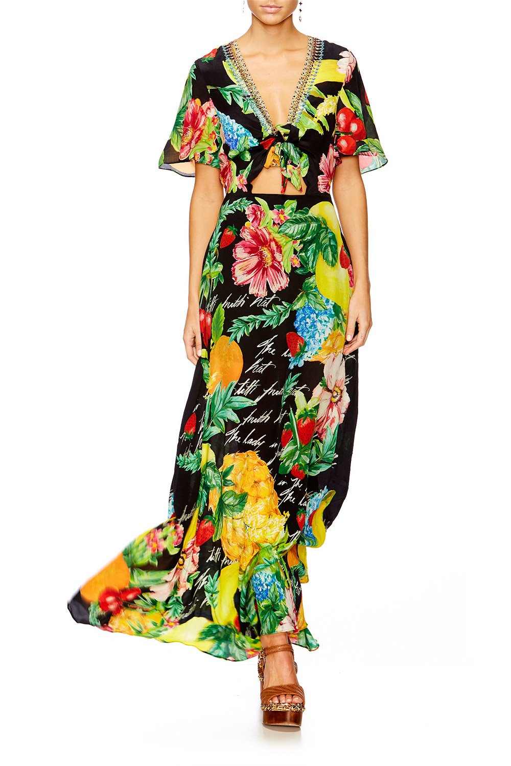 CALL ME CARMEN TIE FRONT MAXI DRESS
