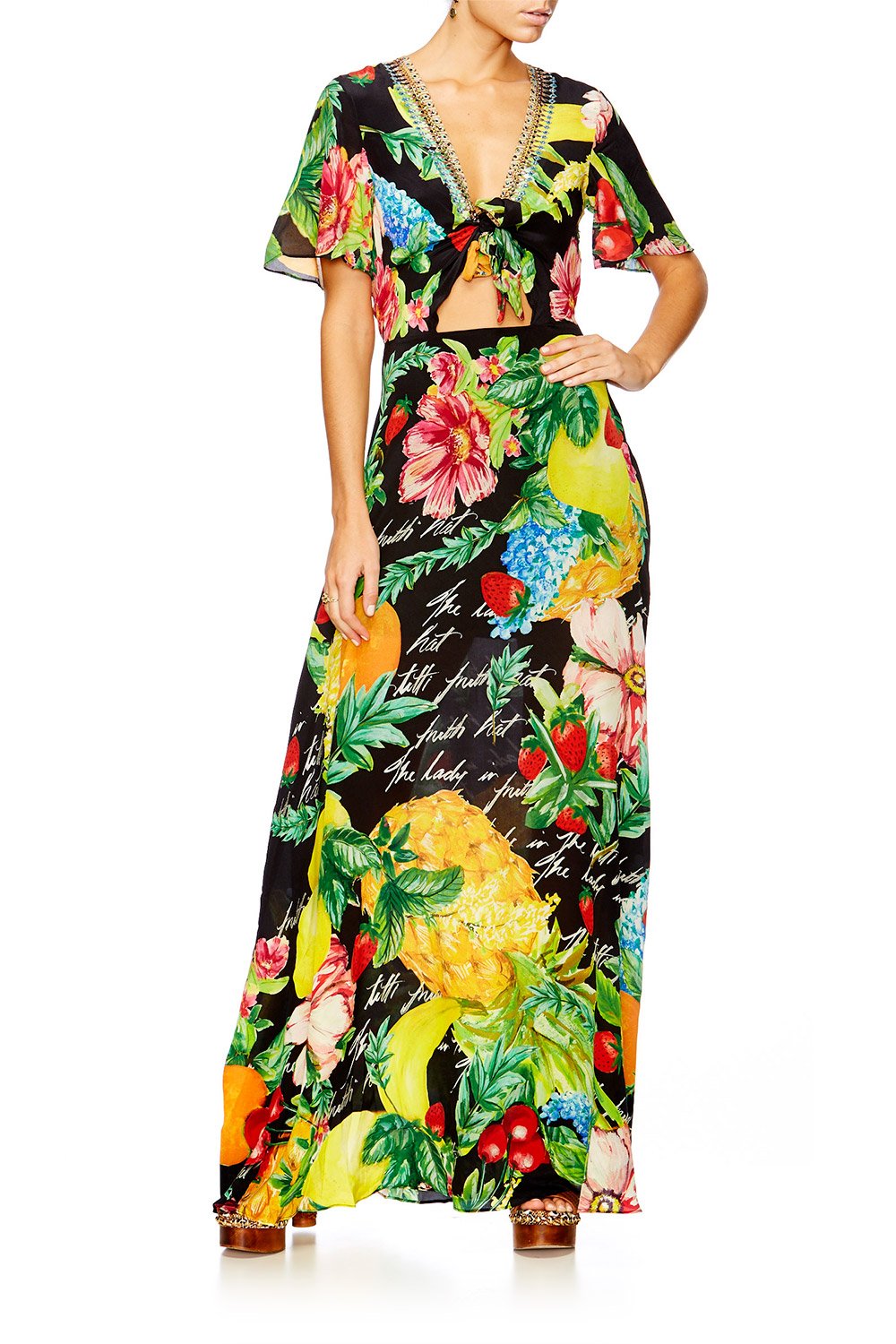 CALL ME CARMEN TIE FRONT MAXI DRESS