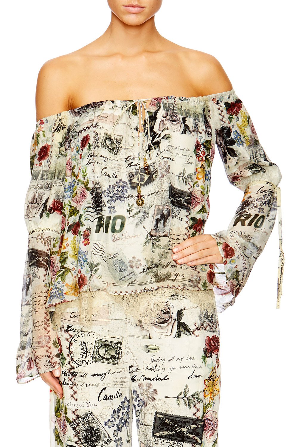 MEMORY LANE DROP SHOULDER BELL SLEEVE TOP