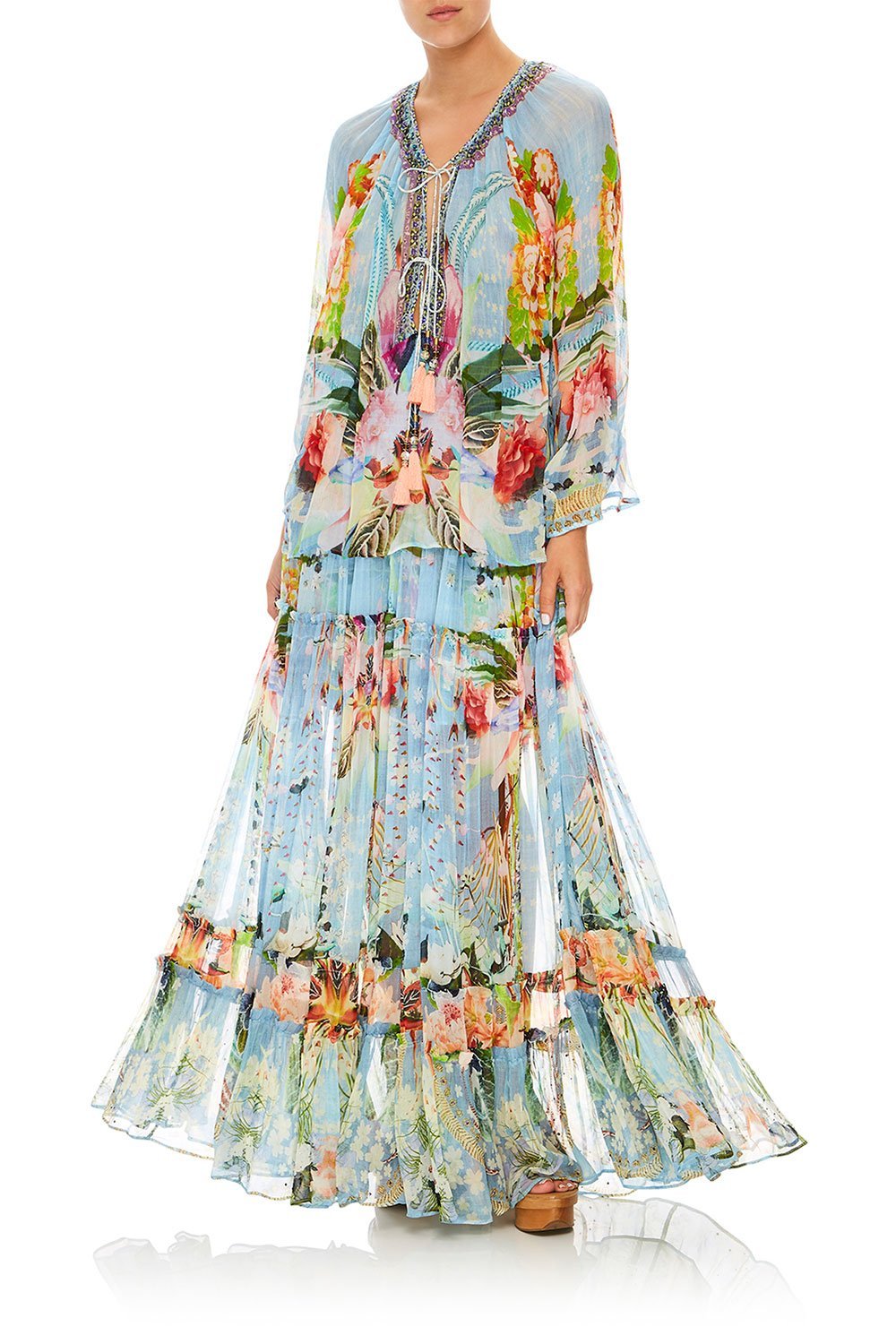 CAMILLA THE STILL ABYSS 4 TIERED GATHERED SKIRT