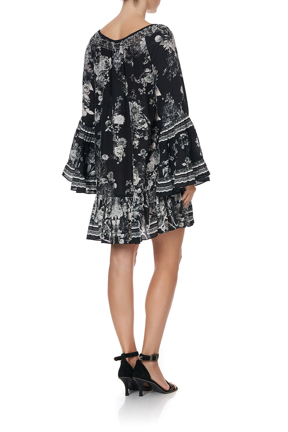 A LINE FRILL DRESS MOONSHINE BLOOM