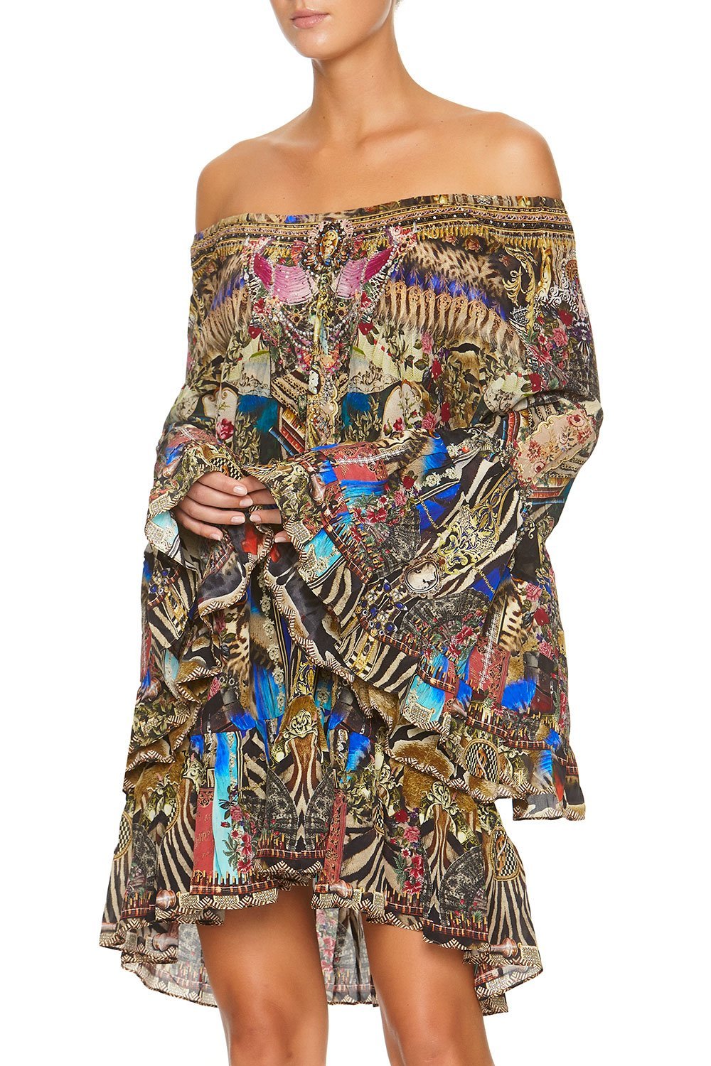 A LINE FRILL DRESS STRONGER TOGETHER