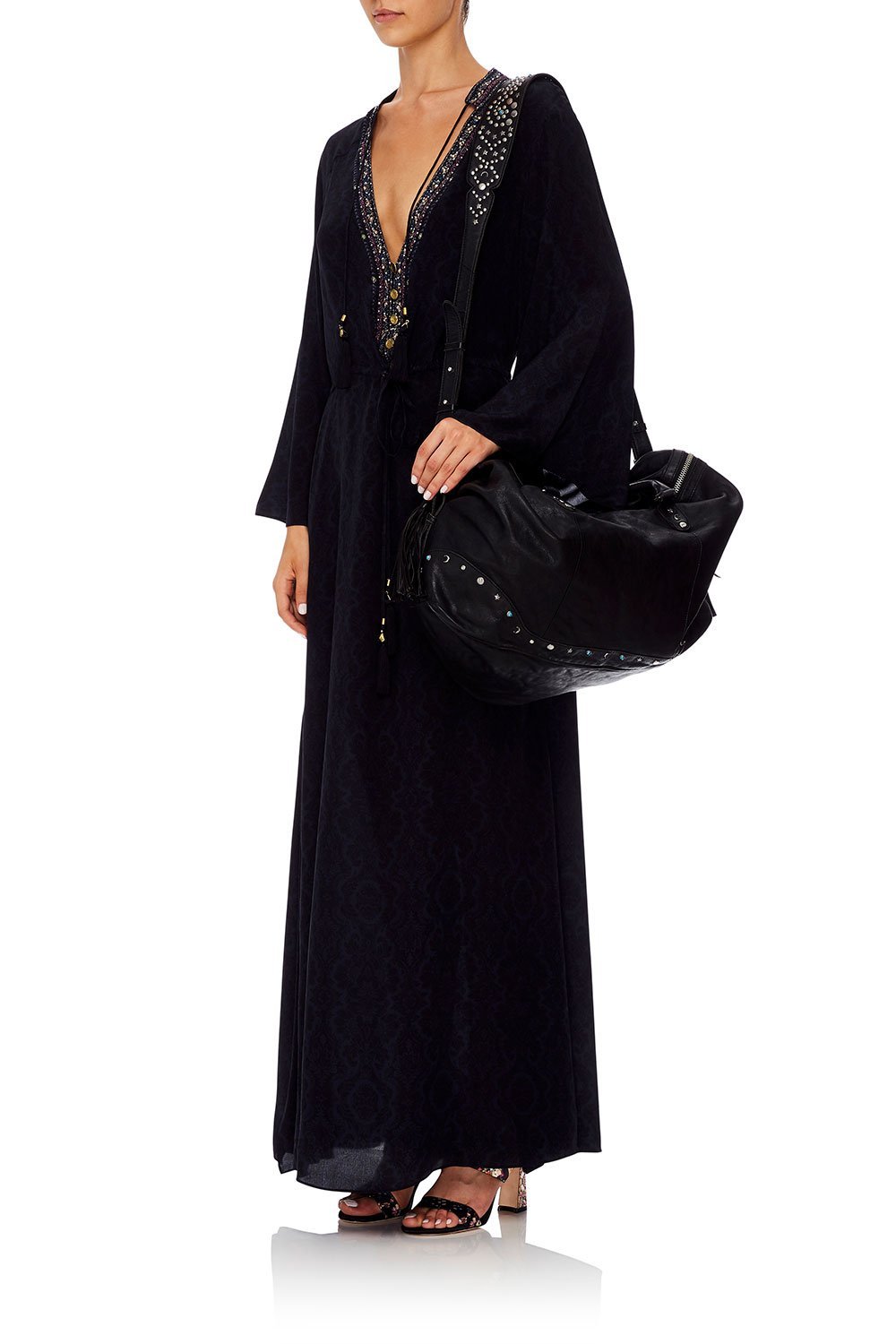 BOHEMIAN LEATHER TRAVEL BAG BLACK