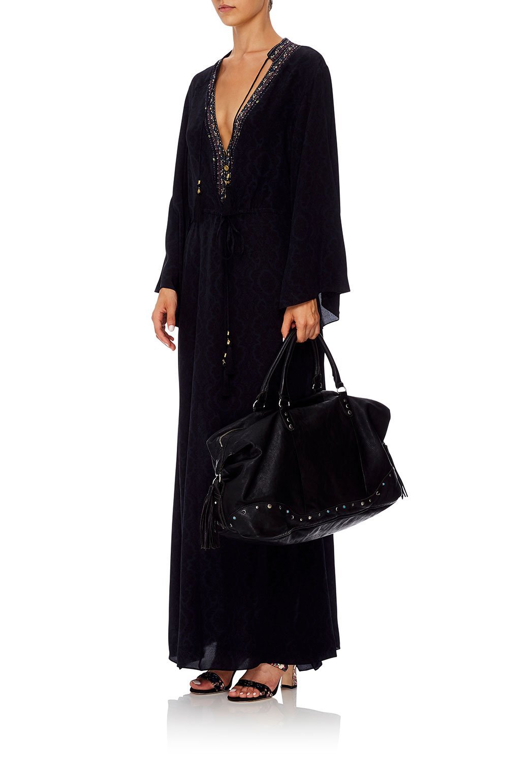 BOHEMIAN LEATHER TRAVEL BAG BLACK