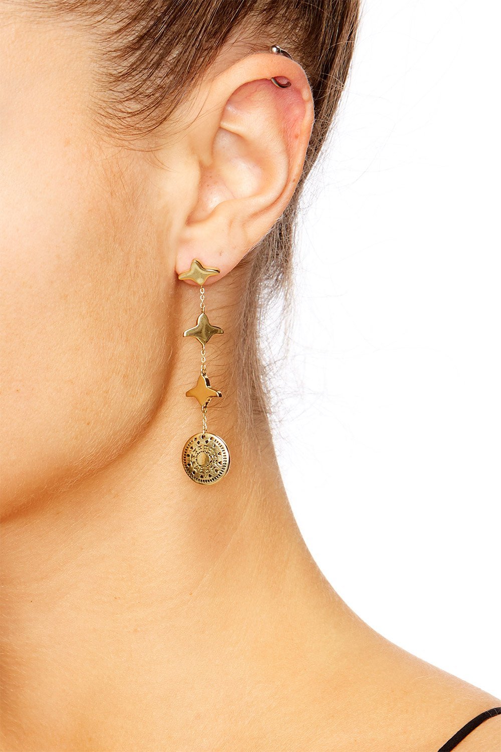 GOLD BRASS CHAIN DROP EARRINGS