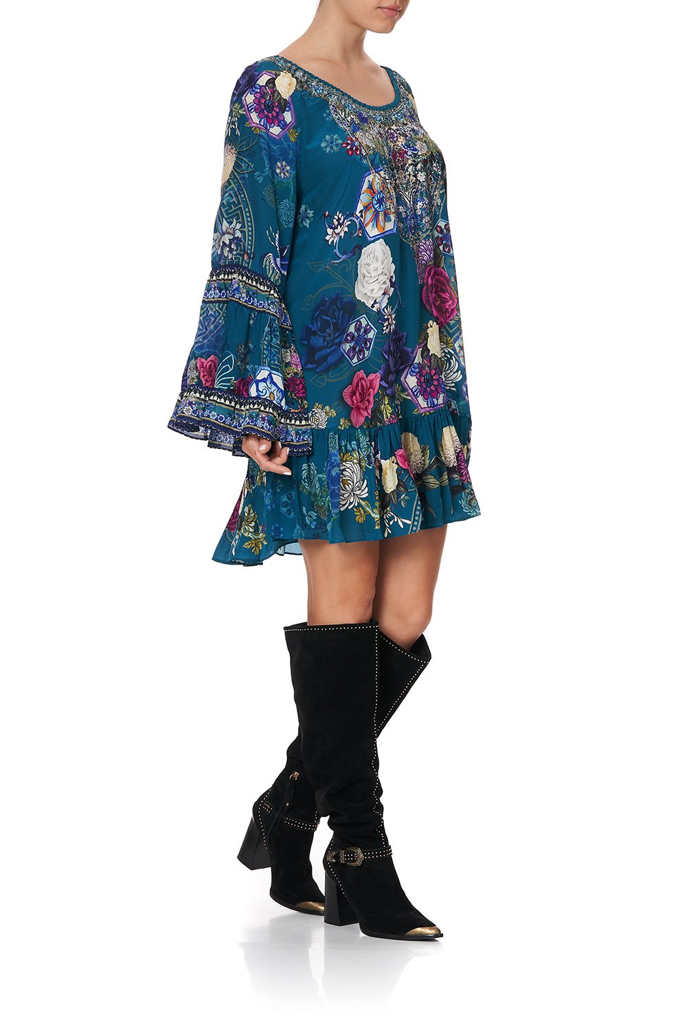 KNEE HIGH HEEL BUCKLE BOOT FLIGHT OF AMUN-RA