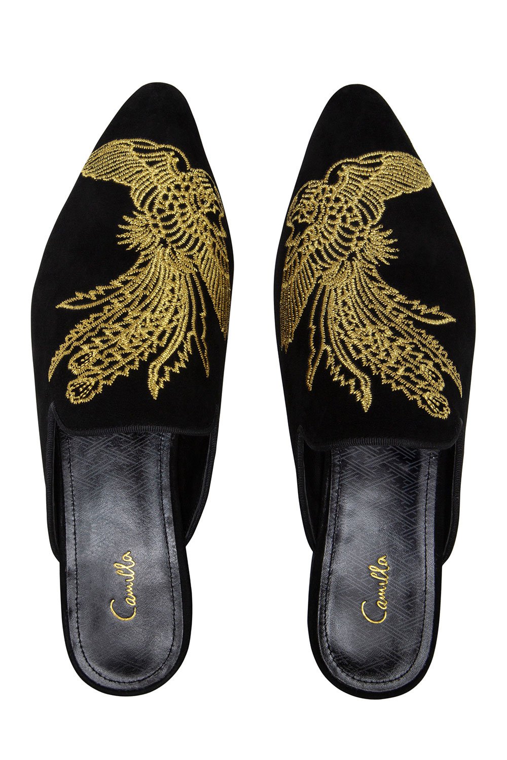 CAMILLA BLACK POINTED TOE SLIPPER