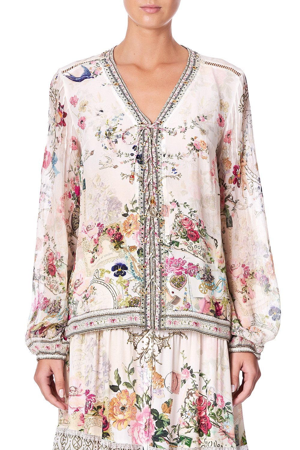 PEASANT BLOUSE WITH FRONT LACING JARDIN POSTCARDS