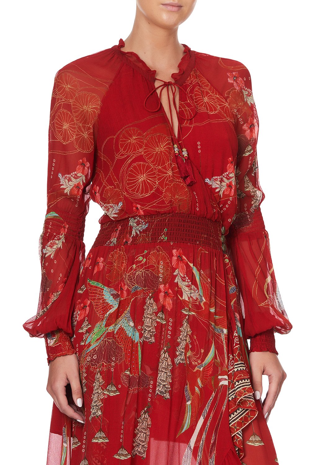 BLOUSON SLEEVE WRAP DRESS FORBIDDEN FRUIT