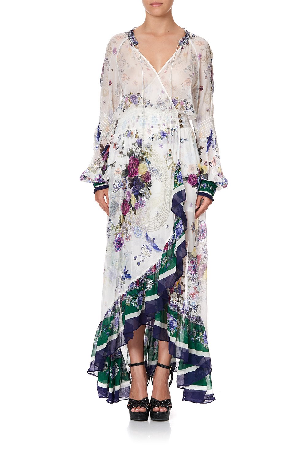 BLOUSON SLEEVE WRAP DRESS GENTLE MOON