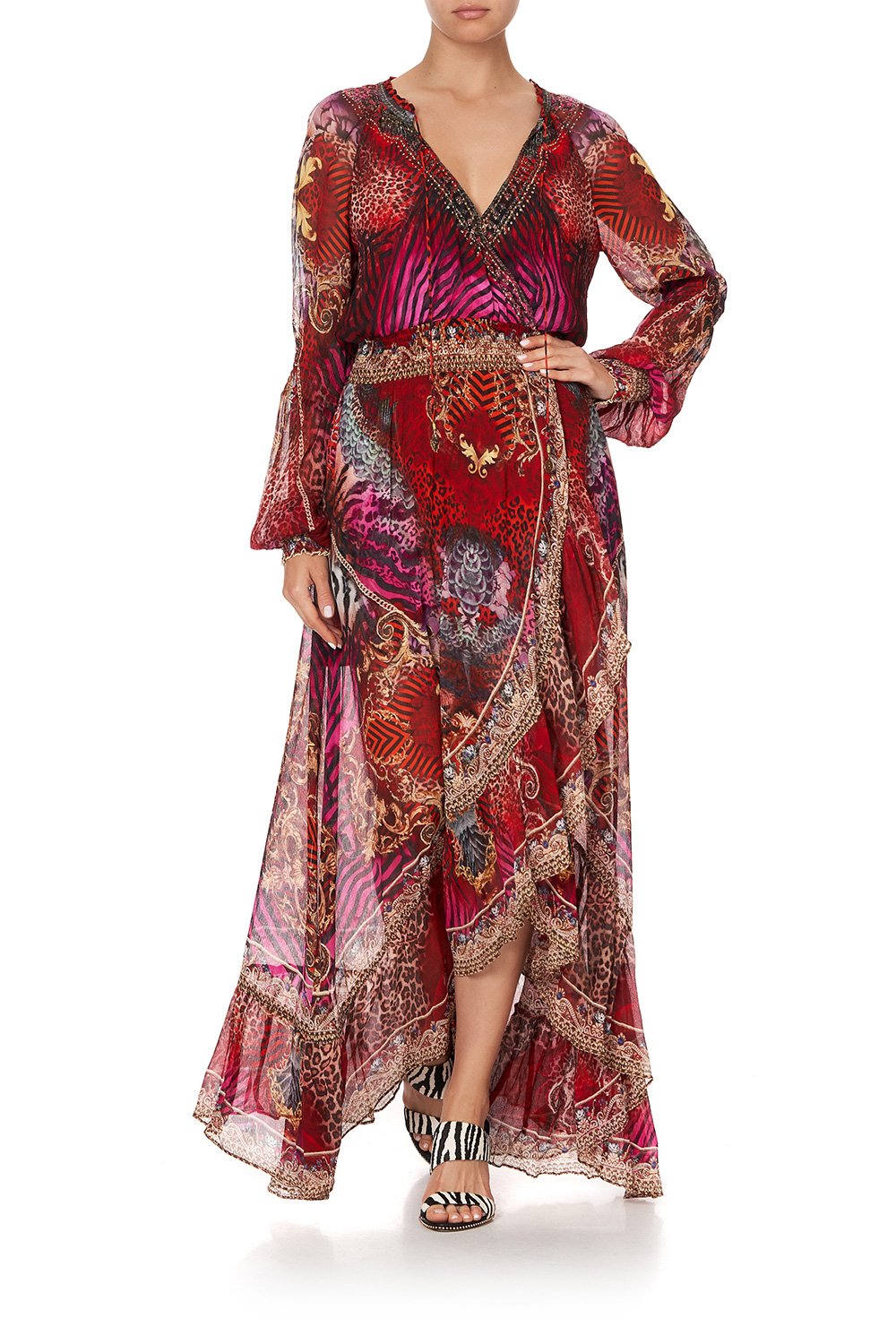 BLOUSON SLEEVE WRAP DRESS SLAVE TO THE RHYTHM