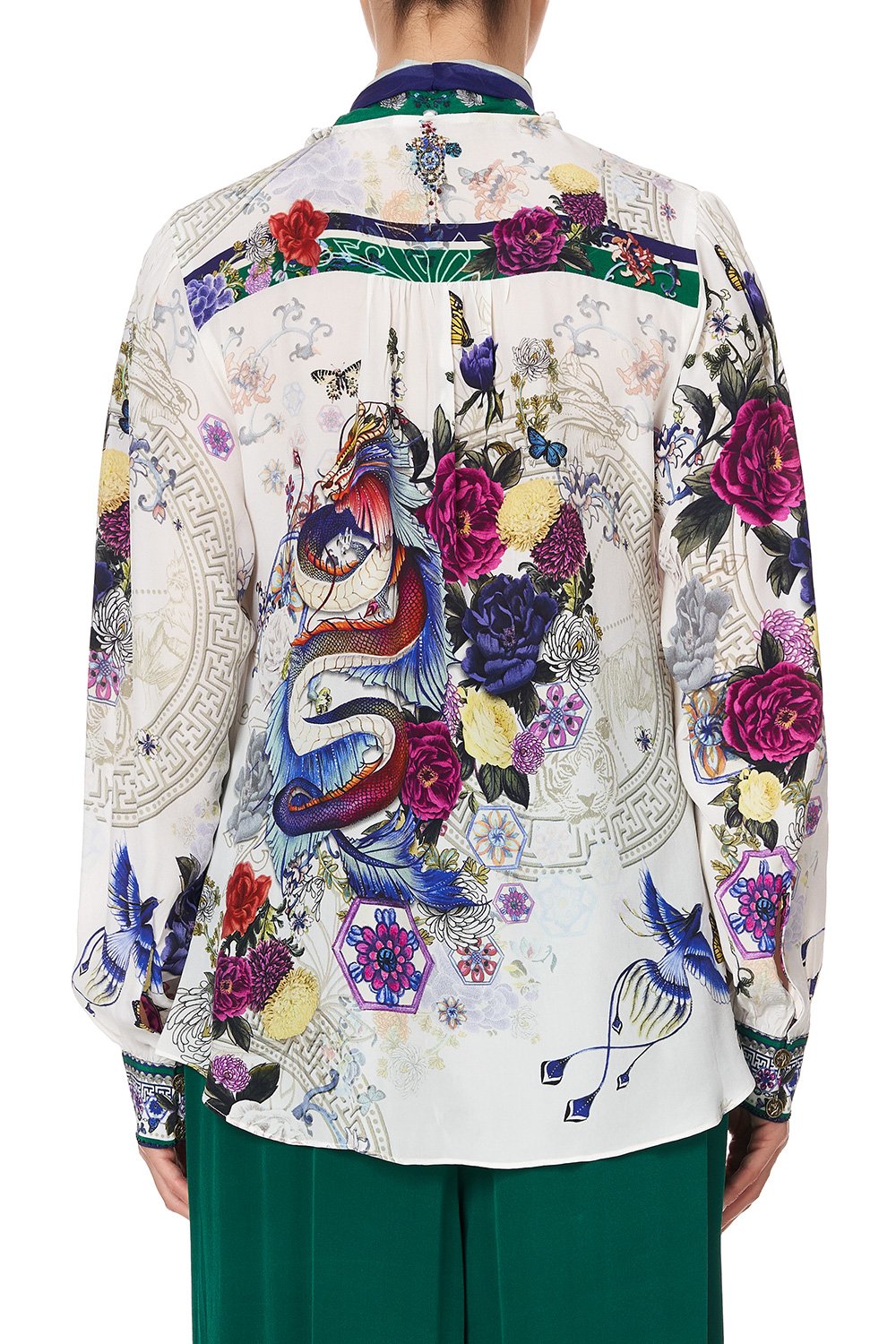 BUTTON DOWN BLOUSE WITH NECK TIE GENTLE MOON