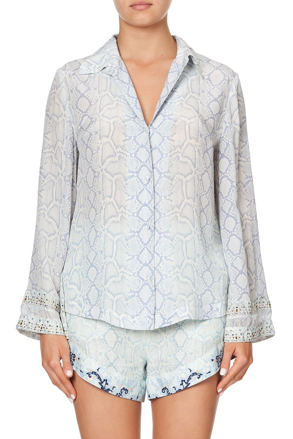 BUTTON DOWN SHIRT WITH CONTRAST BUSH DIAMOND