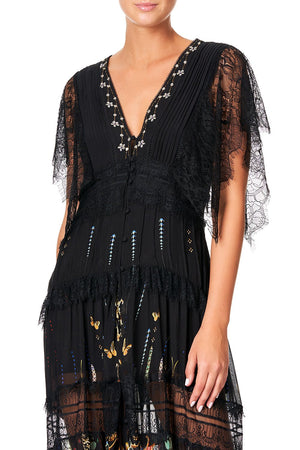 CAMILLA BUTTON UP DRESS WITH LACE INSERT REBELLE REBELLE
