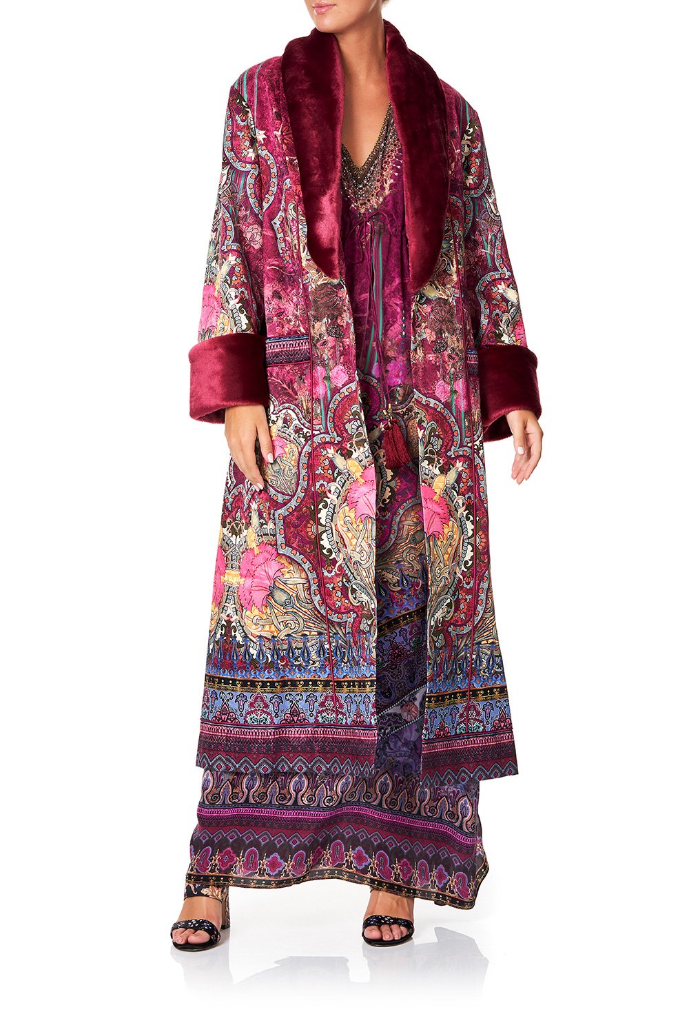 CAMILLA COAT WITH FUR TRIM AND BELT DAUGHTER'S DESTINY