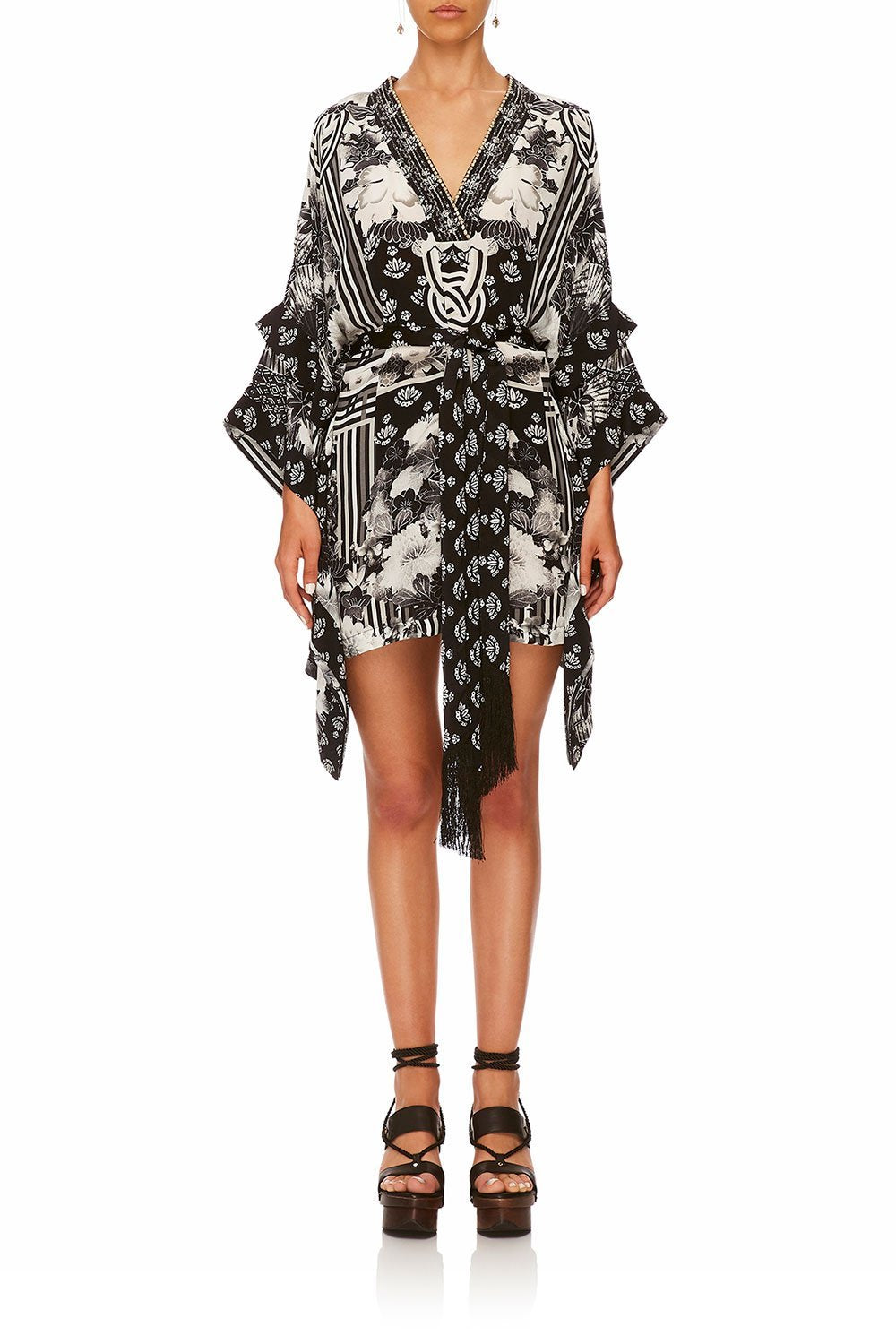 CAMILLA WILD MOONCHILD DOUBLE LAYER KIMONO SLEEVE DRESS