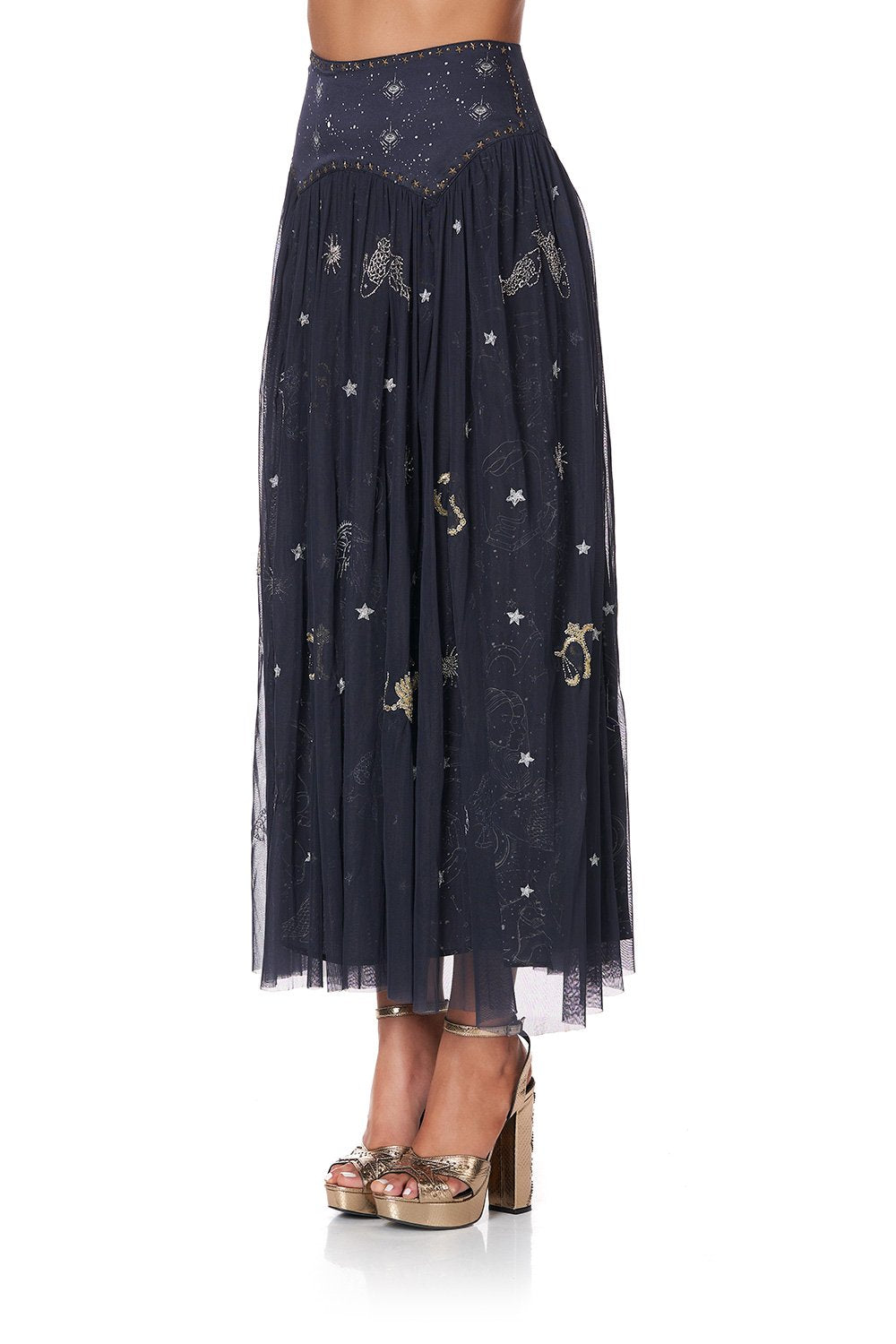 DOUBLE LAYER MAXI SKIRT WITH SHAPED YOKE ITS A SIGN