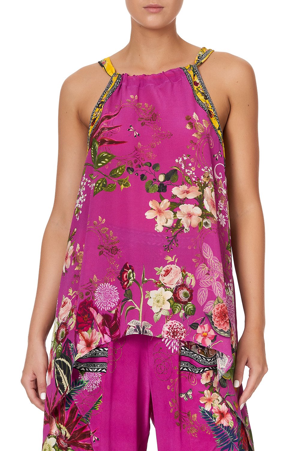 DRAWSTRING NECK TANK JUNGLE LANGUAGE