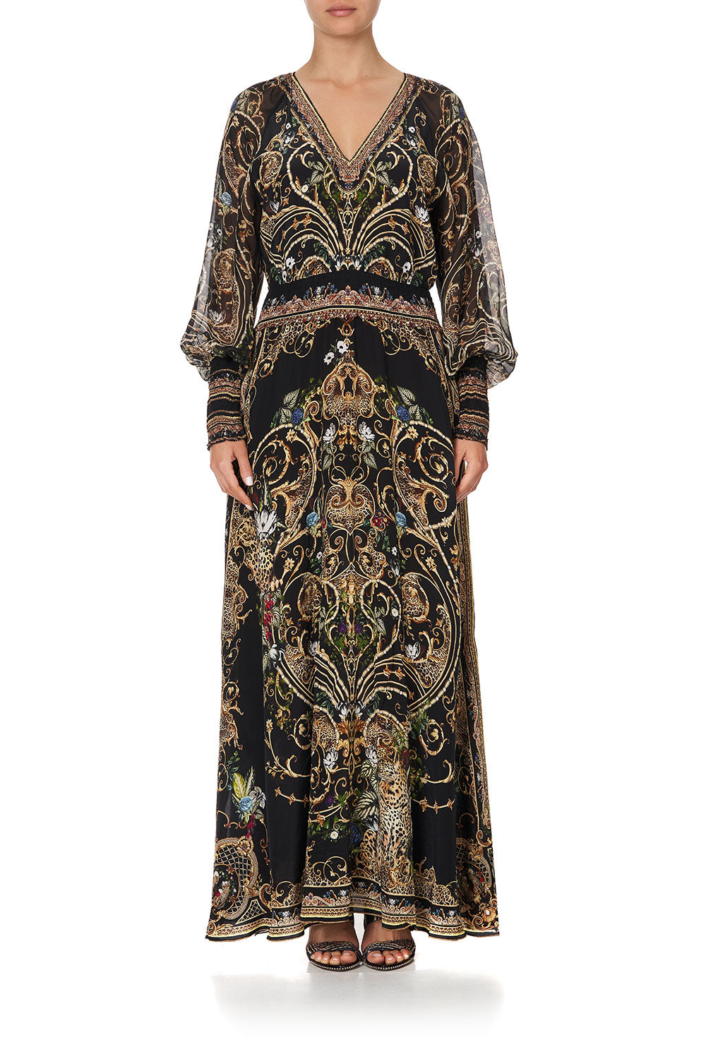 DRESS WITH SHIRRED WAIST AND CUFF STUDIO 54