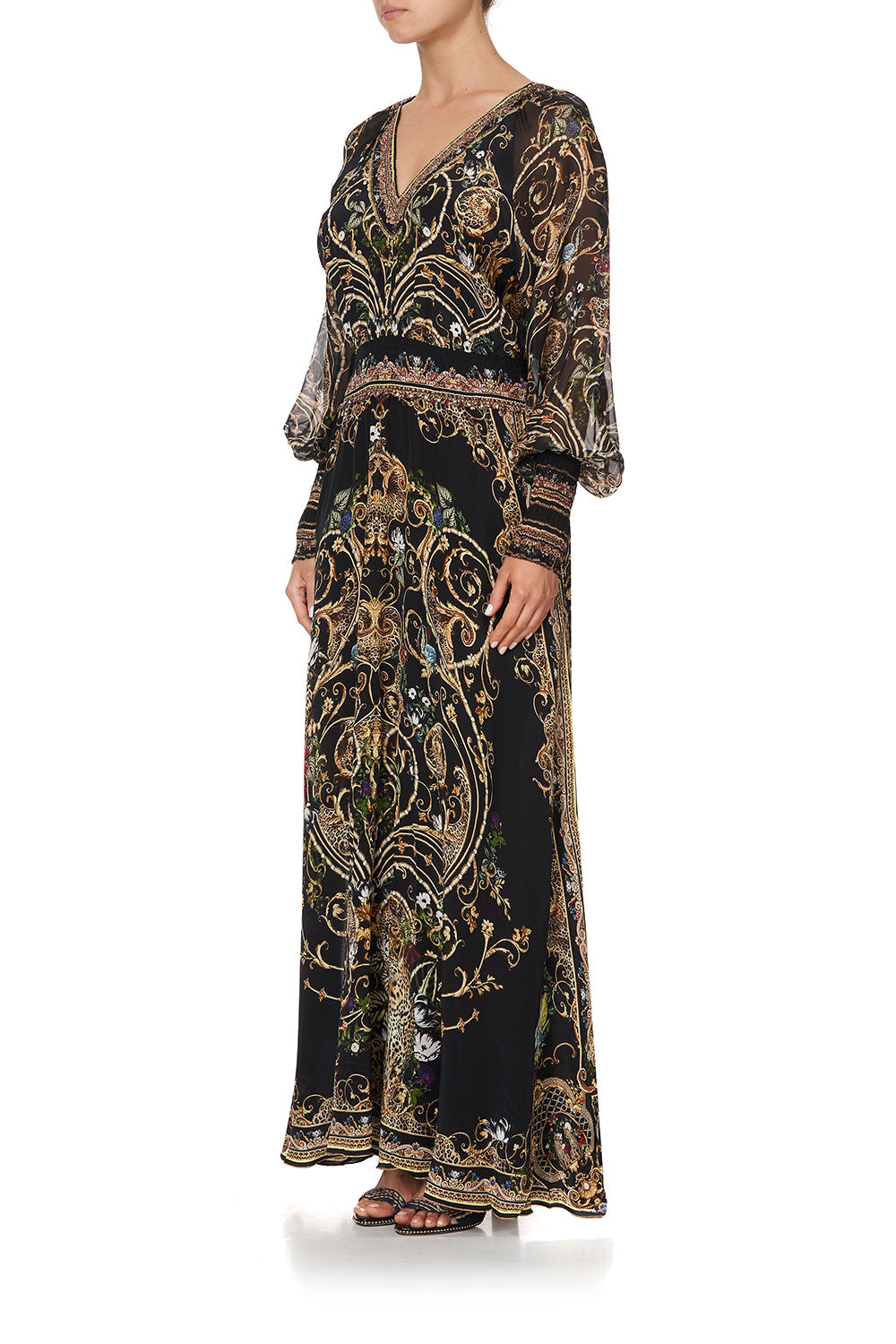 DRESS WITH SHIRRED WAIST AND CUFF STUDIO 54