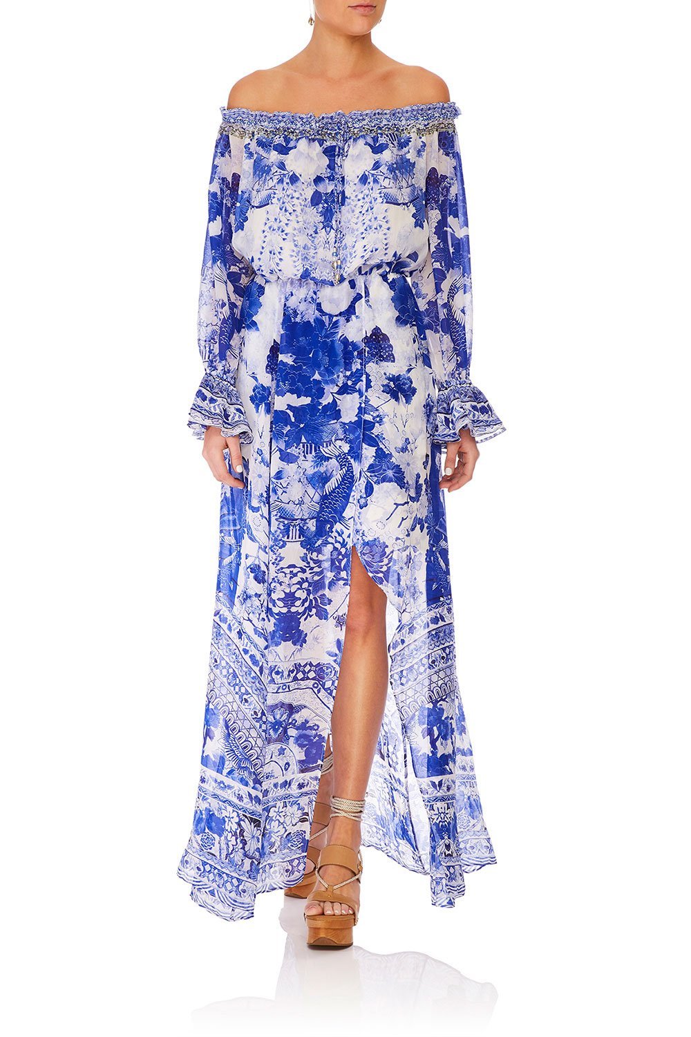 CAMILLA DROP SHOULDER SPLIT DRESS THE FAN SEA