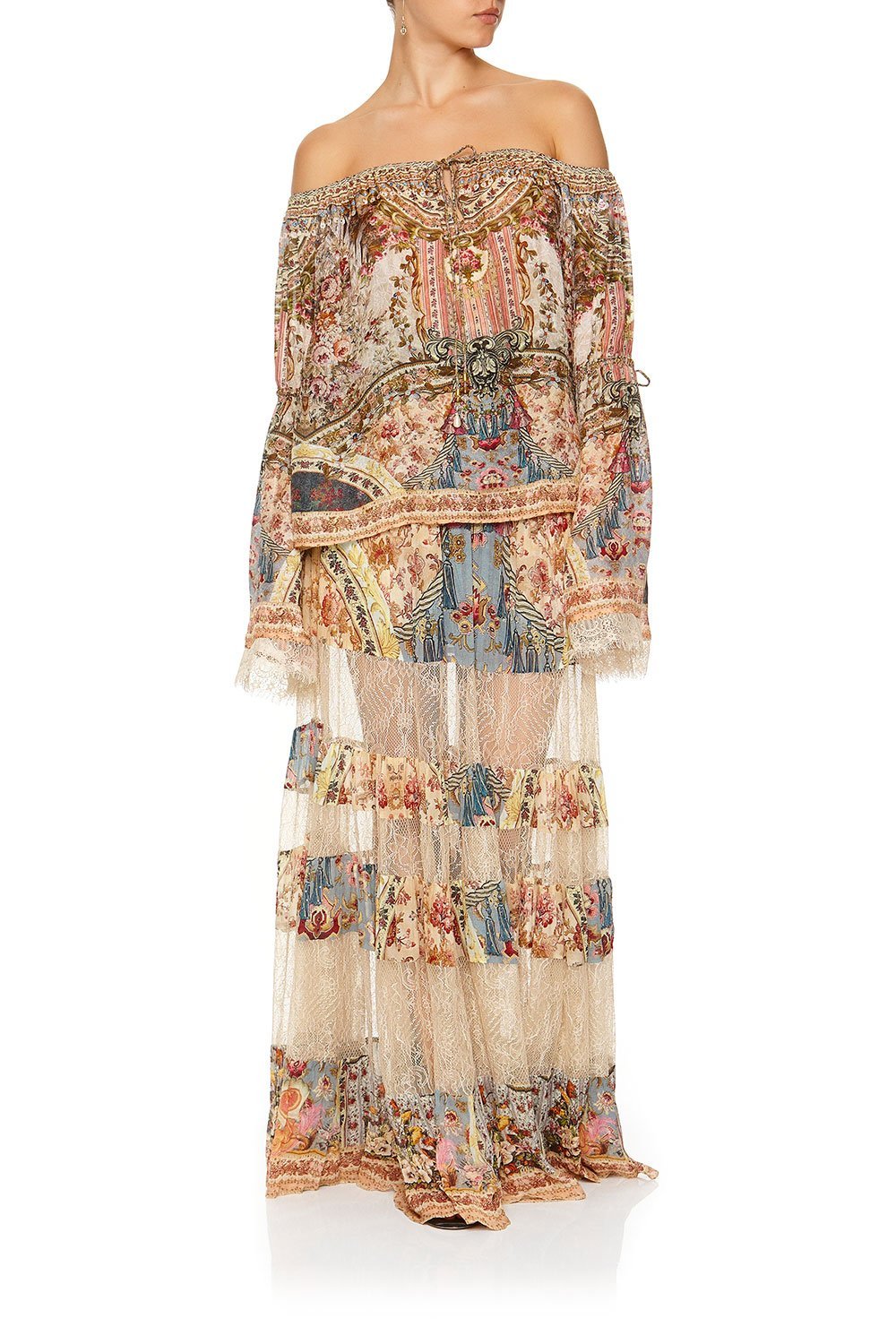 MAXI SKIRT WITH LACE INSERTS JEANNE QUEEN