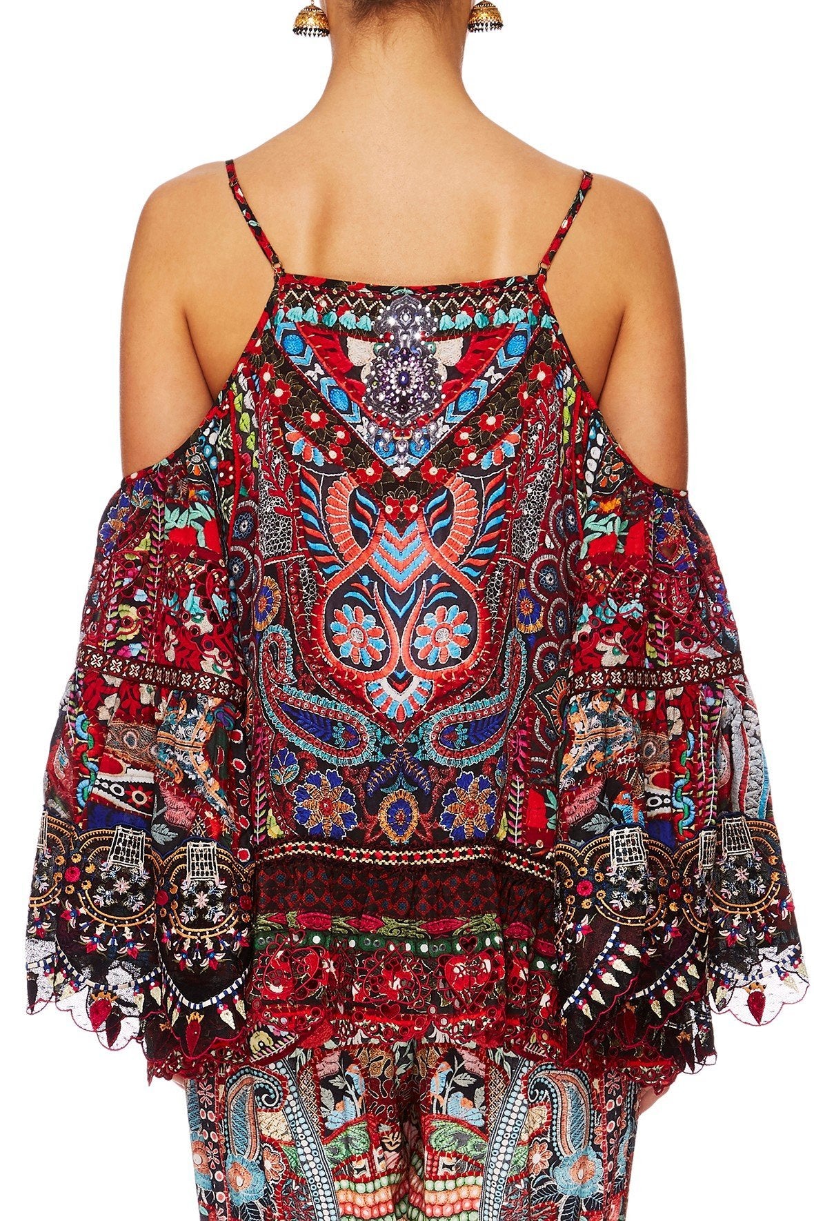 QUEEN ALIKA DROP SHOULDER TOP W INSERTS