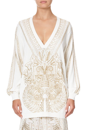 EMBELLISHED V NECK KNIT THE QUEENS CHAMBER