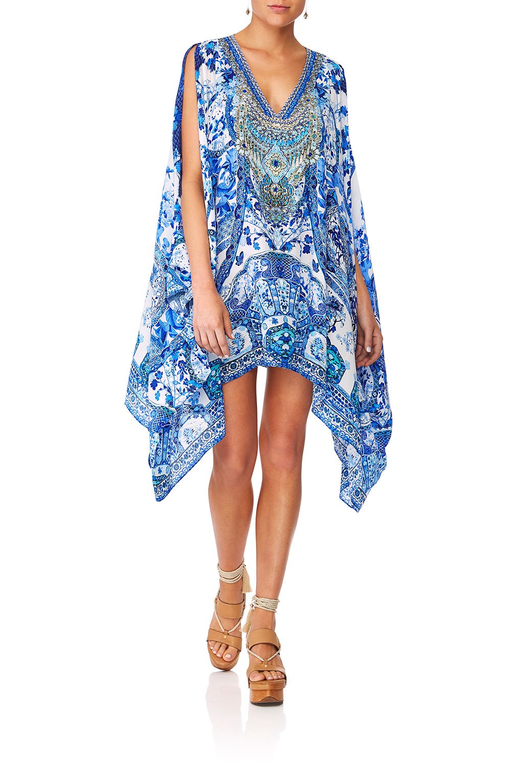 CAMILLA ETERNITYS EMPIRE FRONT SPLIT SHORT KAFTAN