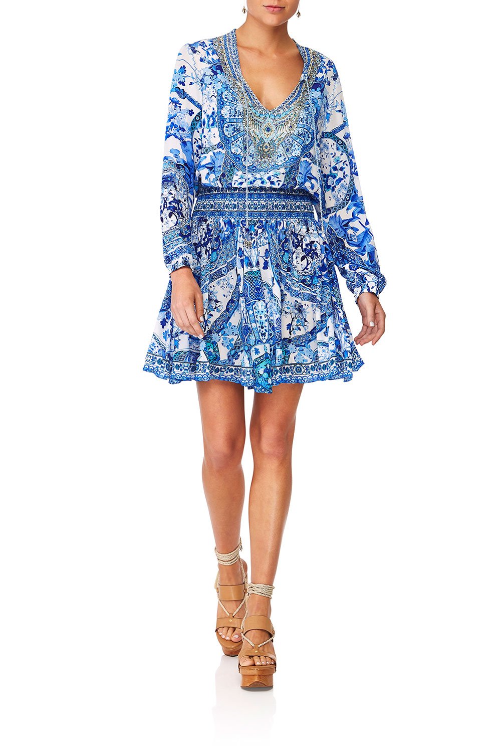 CAMILLA ETERNITYS EMPIRE SHIRRED RELAXED SHORT DRESS