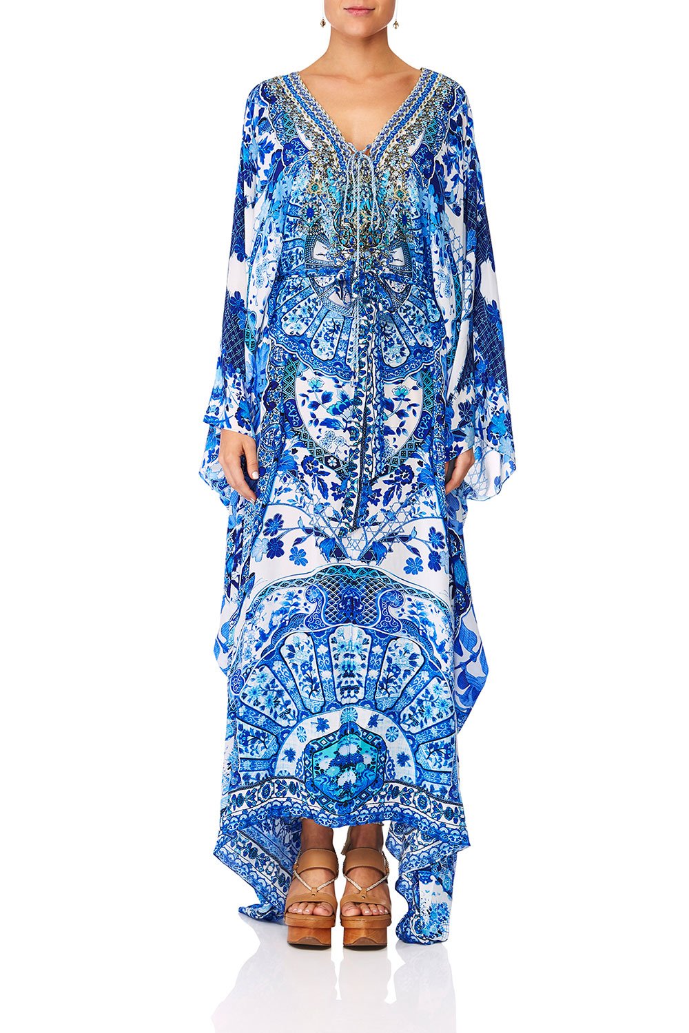 CAMILLA ETERNITYS EMPIRE SPLIT HEM LACE UP KAFTAN