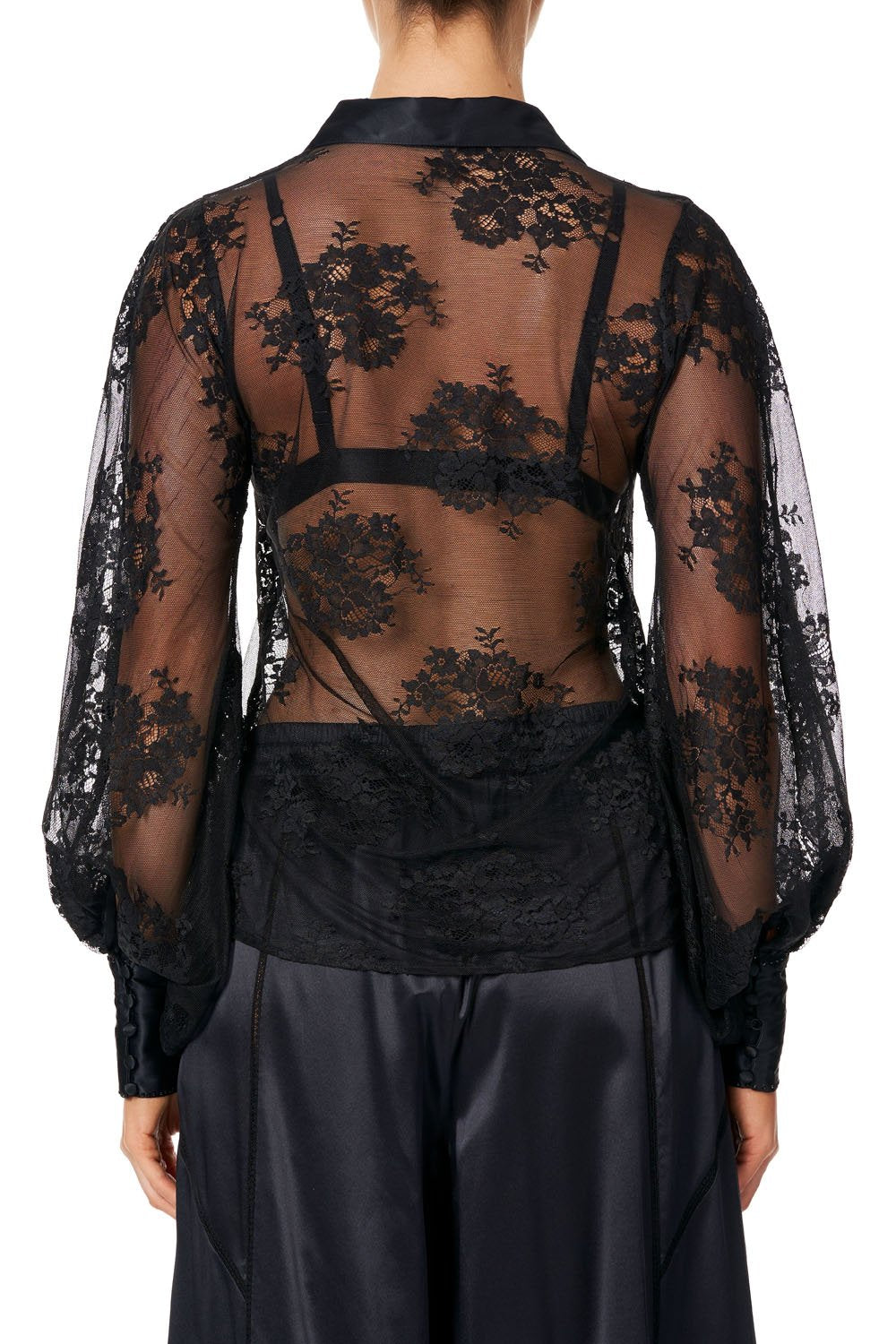 SPLIT SLEEVE BLOUSE NOIR BOUDOIR