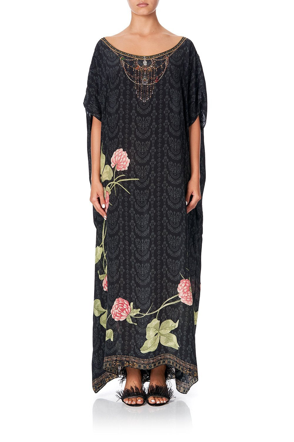 SLIM LINE ROUND NECK KAFTAN PROVINCIAL PETAL