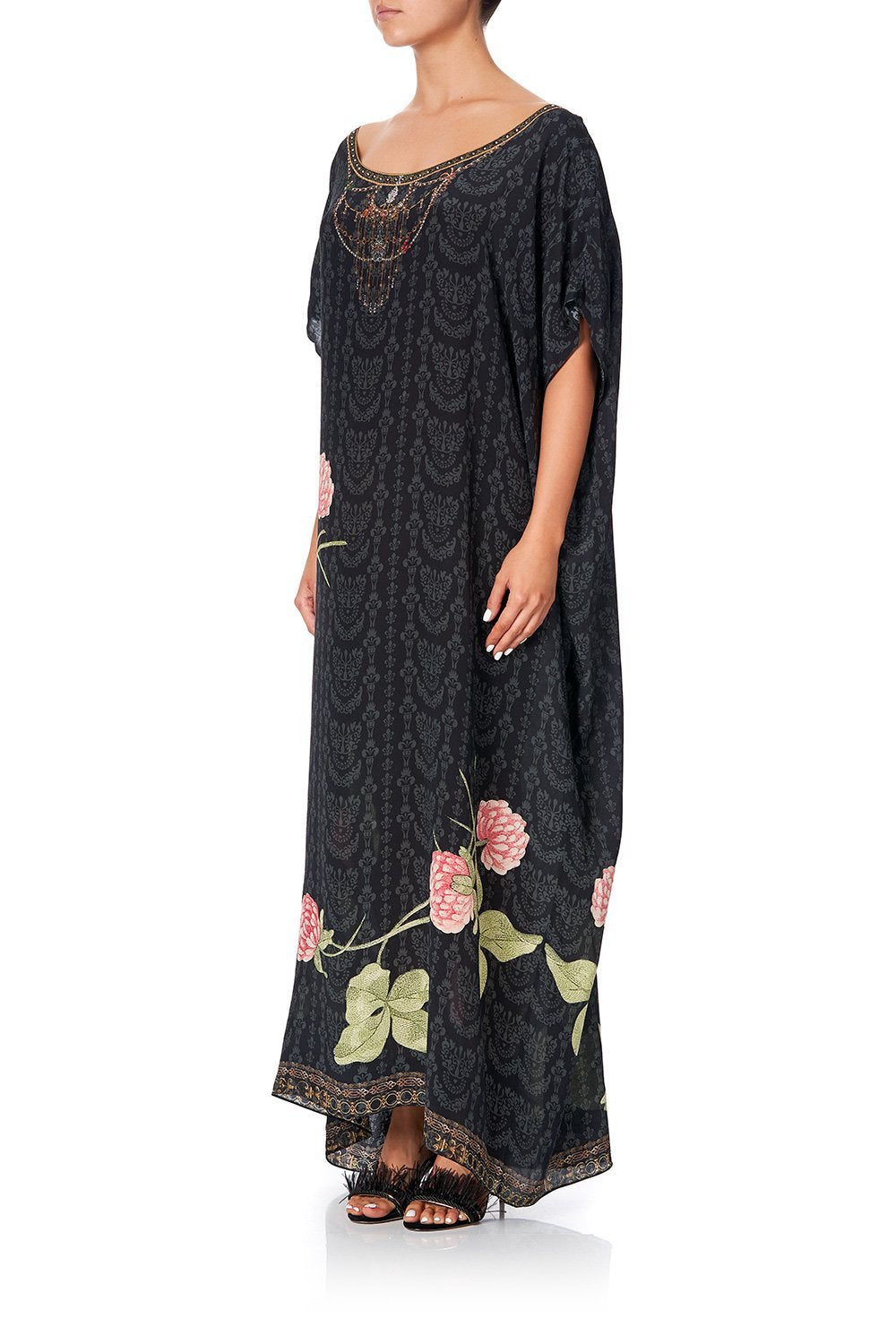 SLIM LINE ROUND NECK KAFTAN PROVINCIAL PETAL