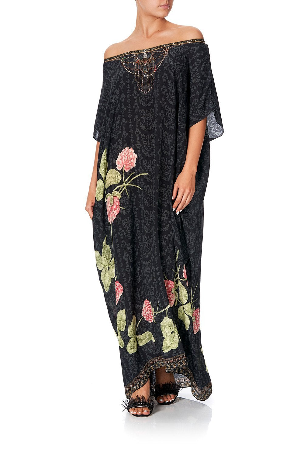 SLIM LINE ROUND NECK KAFTAN PROVINCIAL PETAL