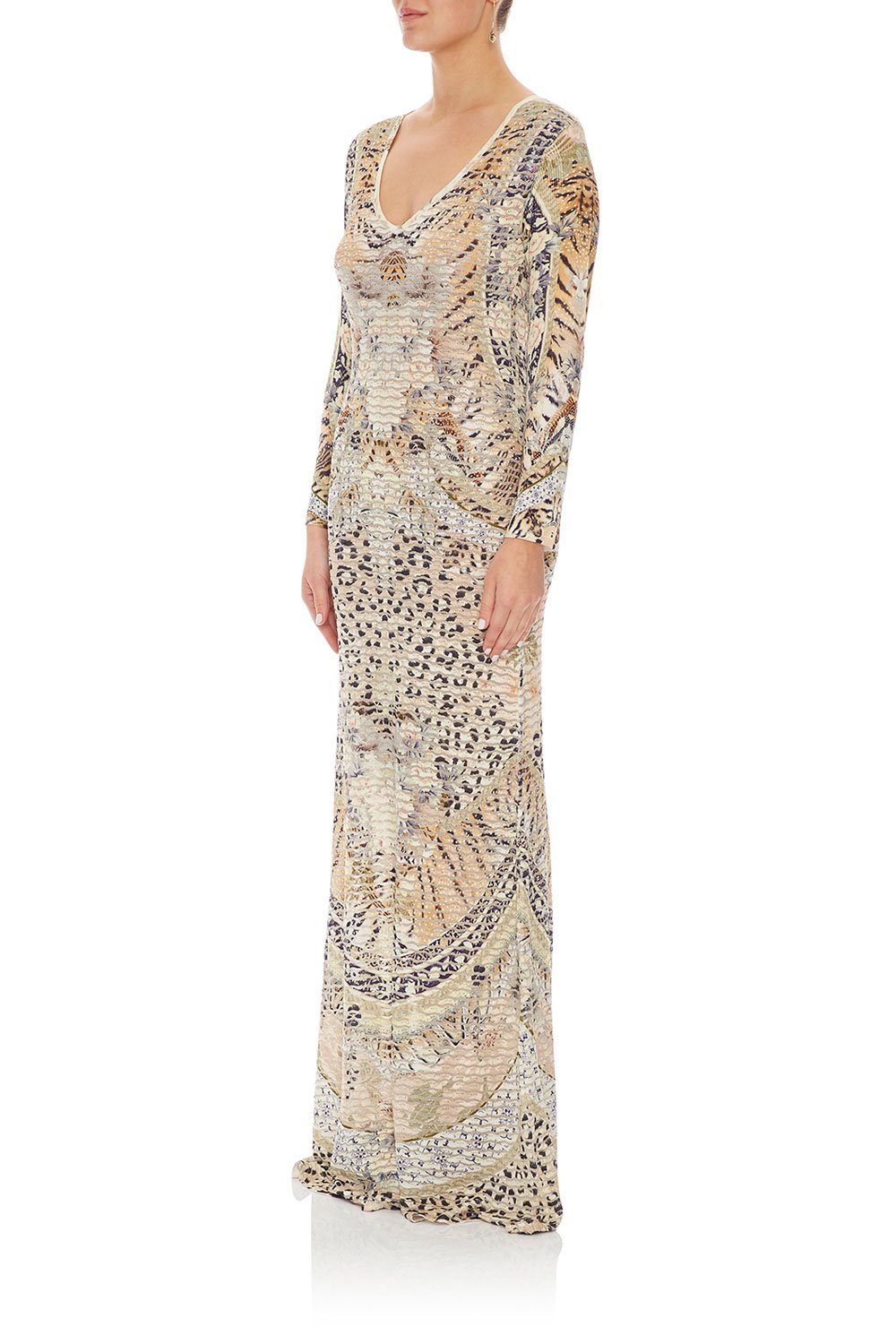 CAMILLA FANCY STITCH DRESS W/ ROUNDED V NECK MOTO MAIKO