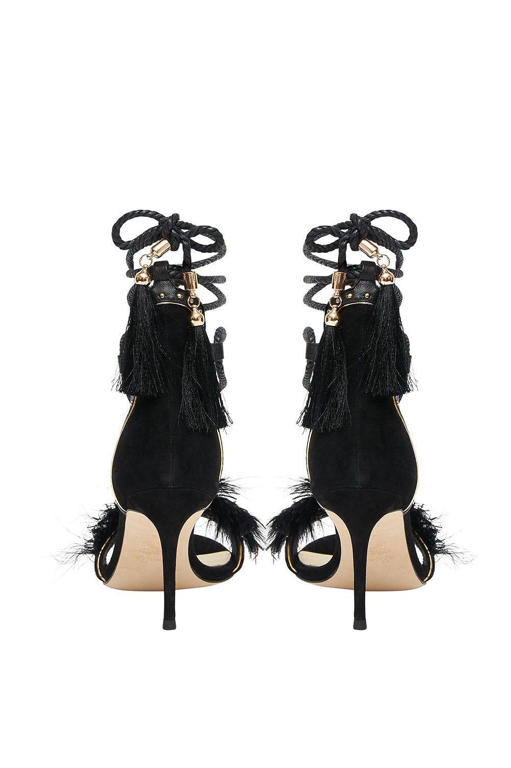 CAMILLA FEATHER HEEL BLACK