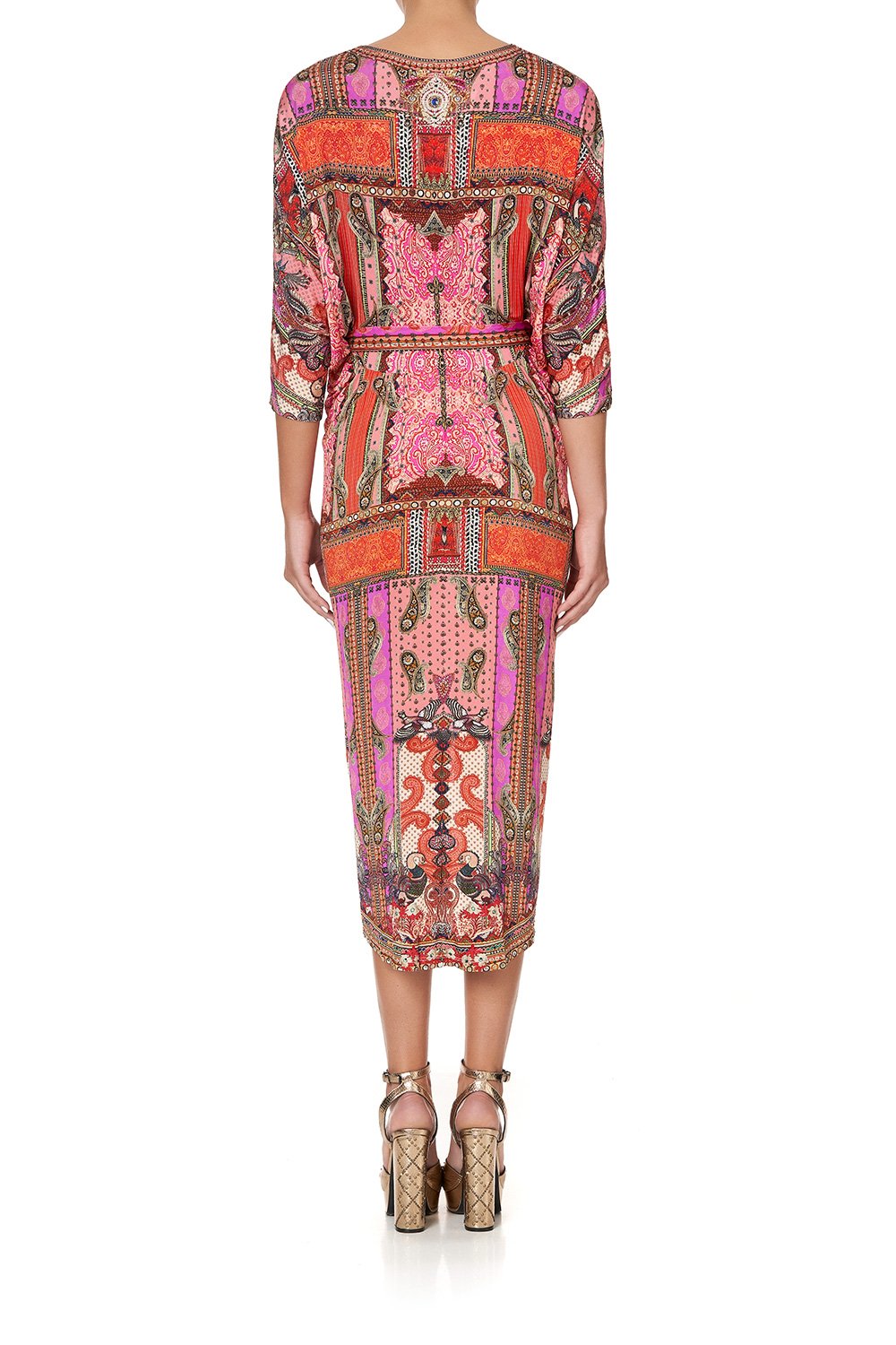 FITTED V NECK DRESS WITH TIE LOTUS LOVERS