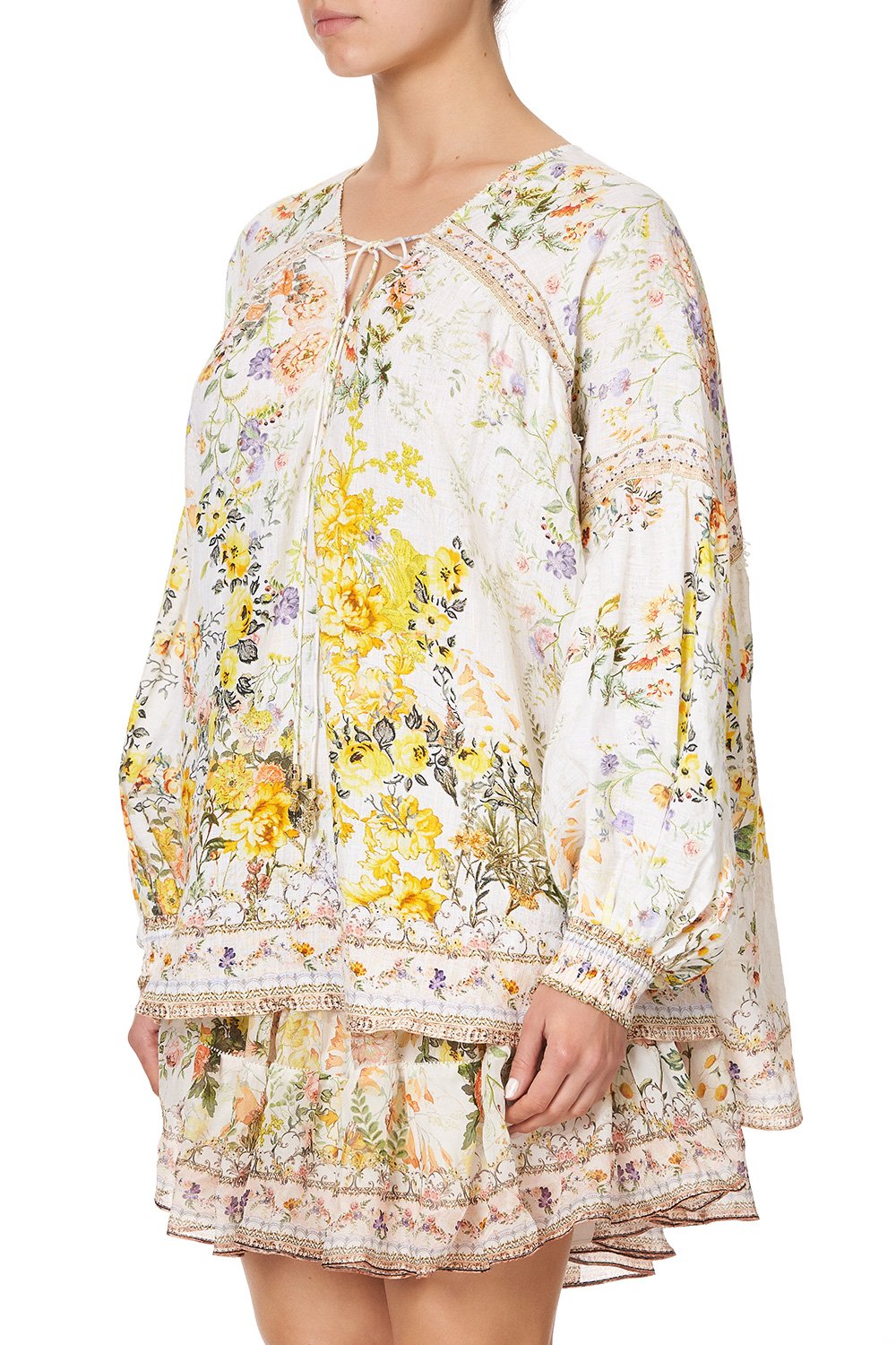 BLOUSON BLOUSE WITH NECK TIE IN THE HILLS OF TUSCANY