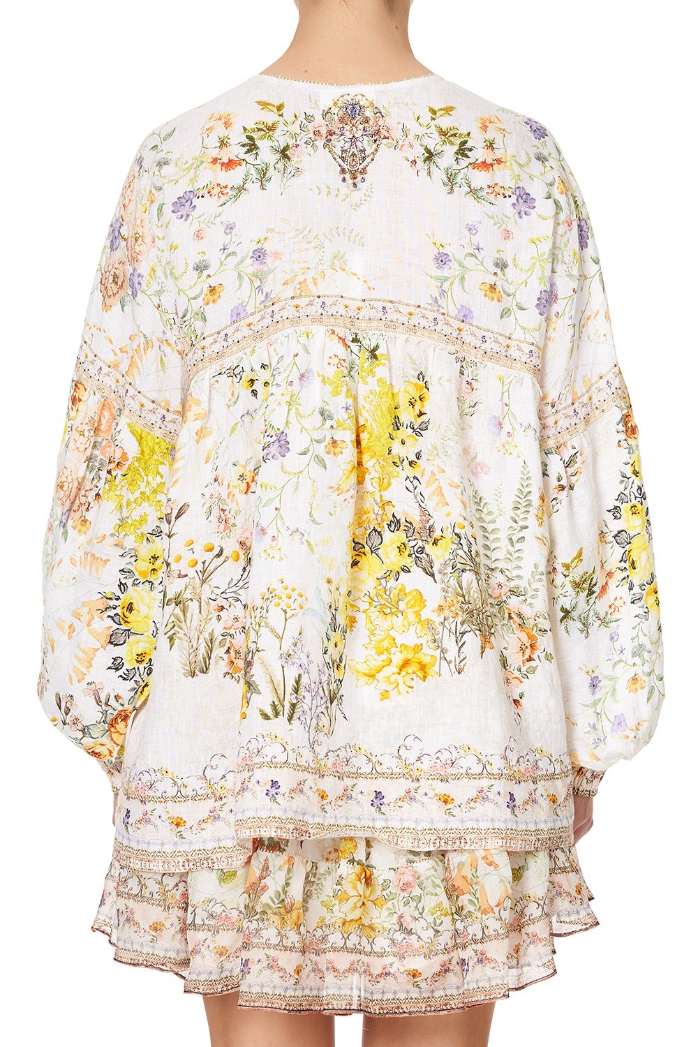 BLOUSON BLOUSE WITH NECK TIE IN THE HILLS OF TUSCANY